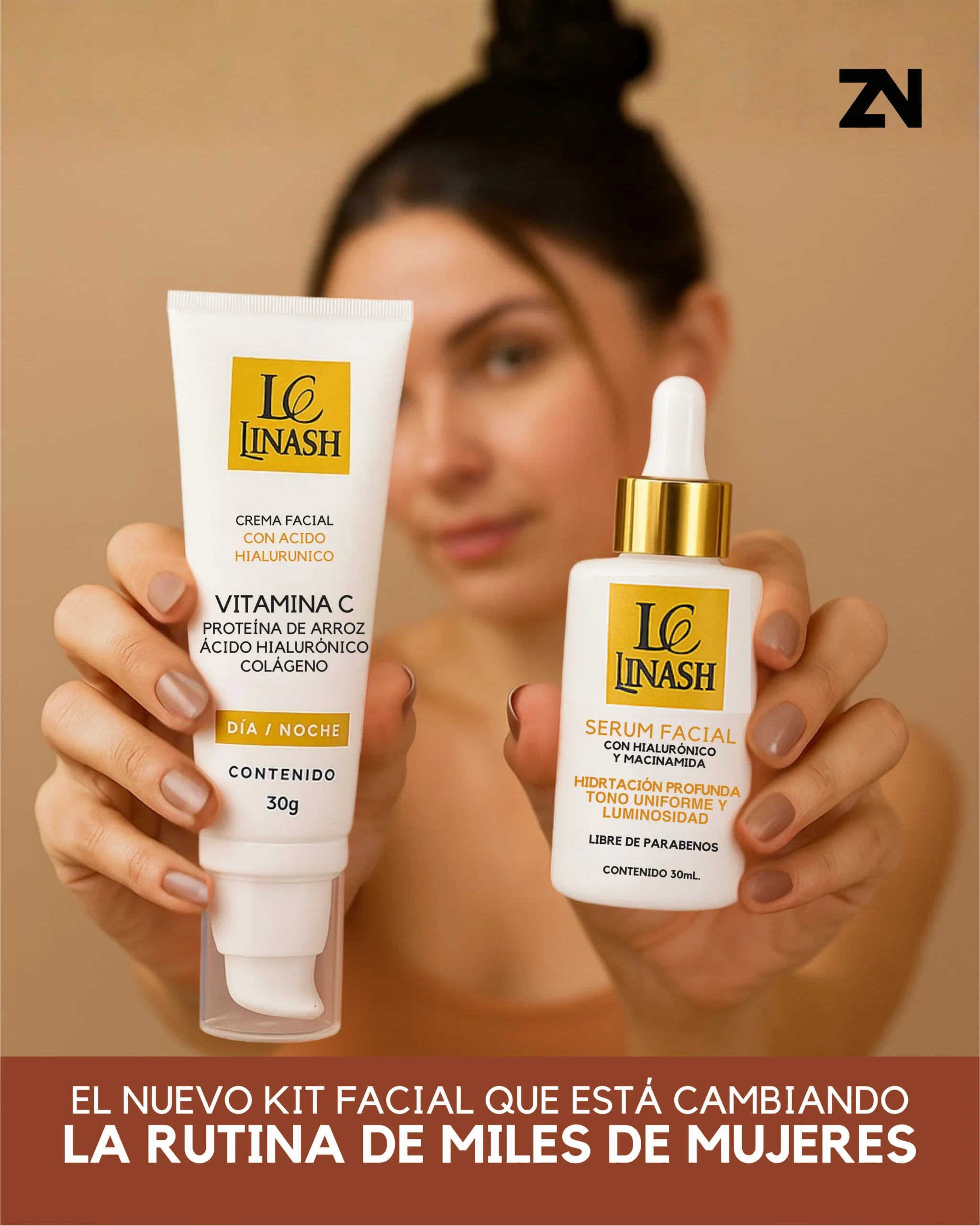 𝐊𝐢𝐭 𝐅𝐚𝐜𝐢𝐚𝐥 𝐑𝐞𝐣𝐮𝐯𝐞𝐧𝐞𝐜𝐞𝐝𝐨𝐫: Serum Facial con Niacinamida y Ácido Hialurónico + Crema Anti-Envejecimiento con Ácido Hialurónico.